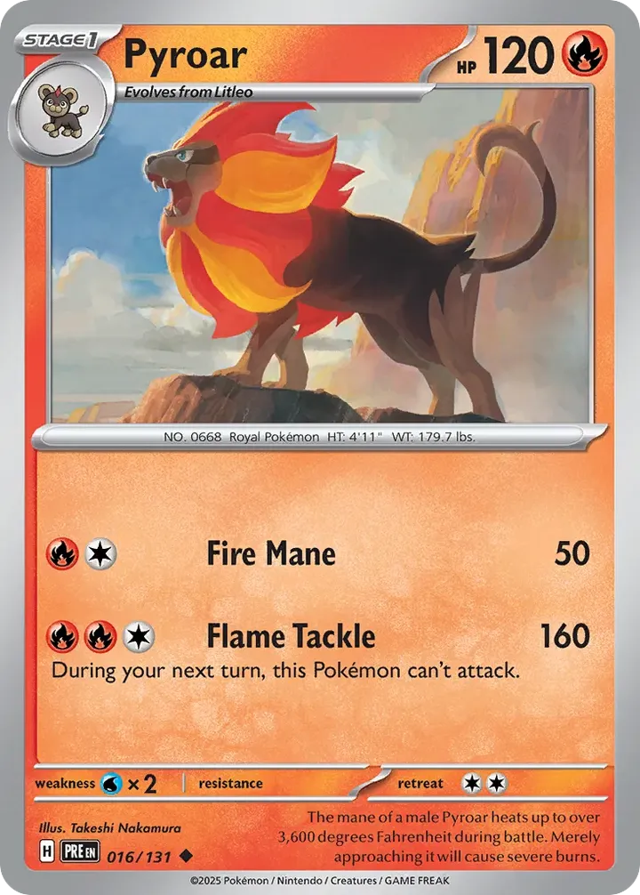 Scarlet & Violet—Prismatic Evolutions 英語版 Pyroar 16 カード表面