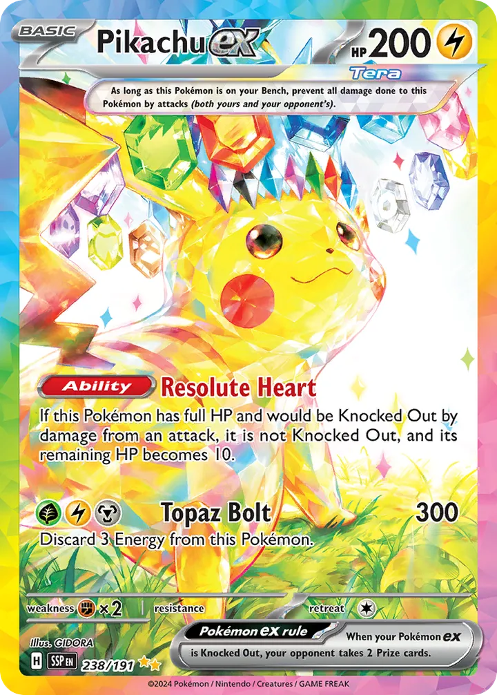 Scarlet & Violet—Surging Sparks 영어판 Pikachu ex 238 카드 앞면