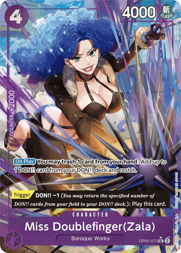 Awakening of the New Era 英語版 Miss Doublefinger(Zala) OP05-073 · パラレル 3 カード表面
