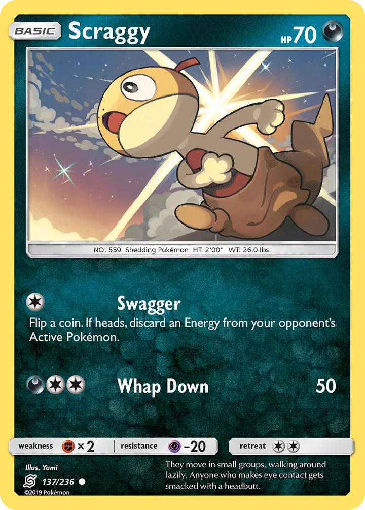 Front of Scraggy 137, Sun & Moon—Unified Minds English