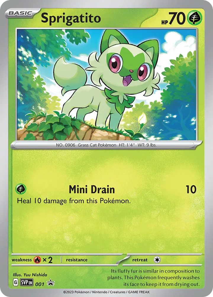 Front of Sprigatito 1, SVP Black Star Promos English