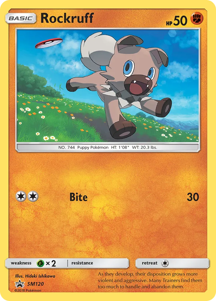 SM Black Star Promos 영어판 Rockruff SM120 카드 앞면