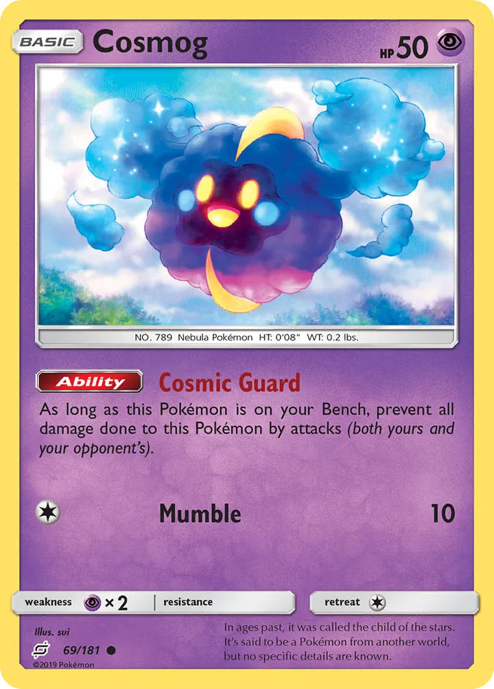 Sun & Moon—Team Up 영어판 Cosmog 69 카드 앞면