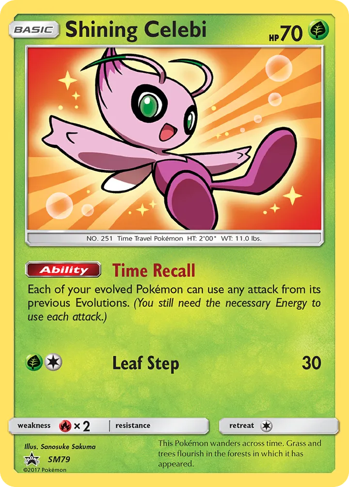 SM Black Star Promos 영어판 Shining Celebi SM79 카드 앞면