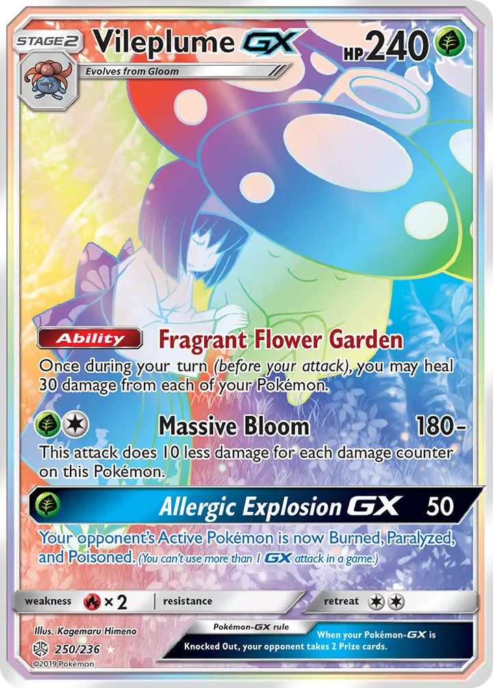 Sun & Moon—Cosmic Eclipse 영어판 Vileplume-GX 250 카드 앞면