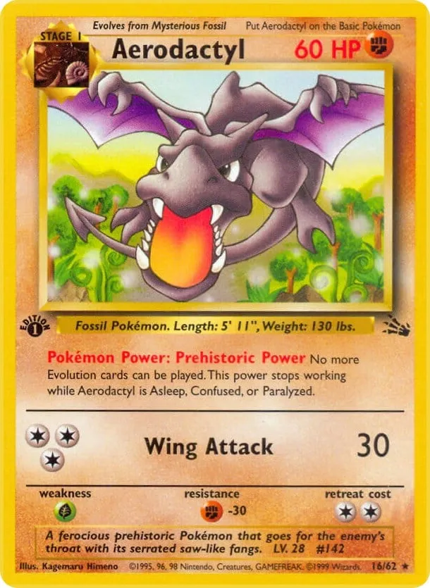 Fossil 영어판 Aerodactyl 16 카드 앞면