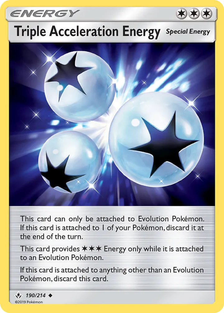 Sun & Moon—Unbroken Bonds 영어판 Triple Acceleration Energy 190 카드 앞면