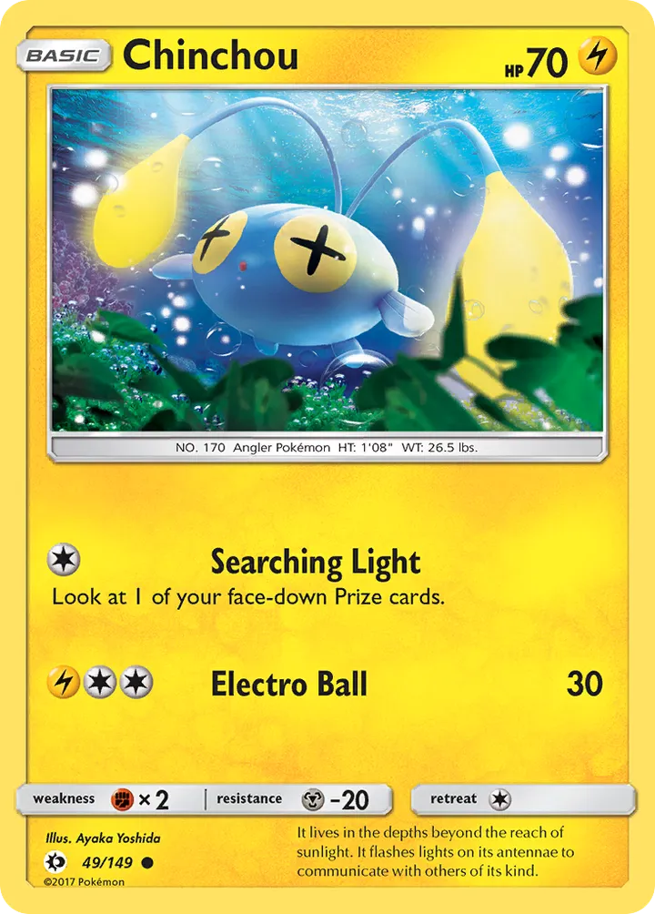 Sun & Moon 영어판 Chinchou 49 카드 앞면