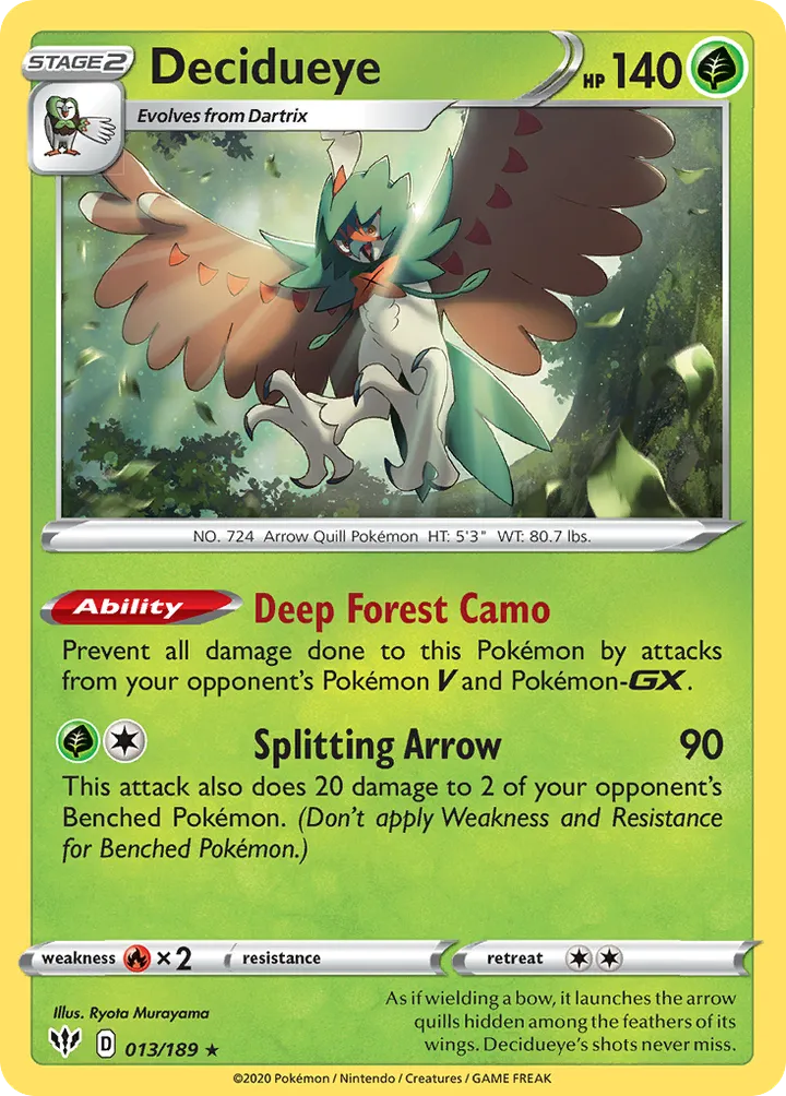 Sword & Shield—Darkness Ablaze 영어판 Decidueye 13 카드 앞면