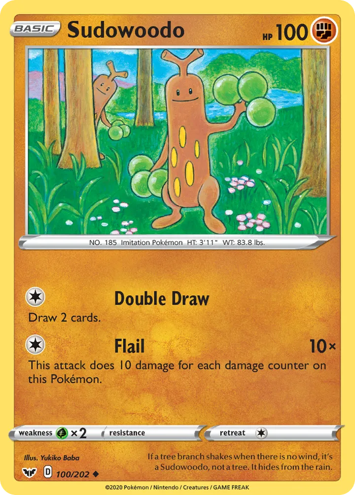 Sword & Shield 영어판 Sudowoodo 100 카드 앞면