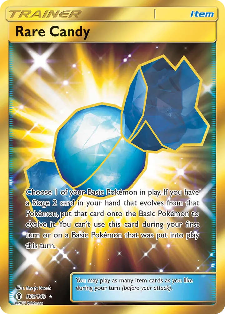 Sun & Moon—Guardians Rising 영어판 Rare Candy 165 카드 앞면