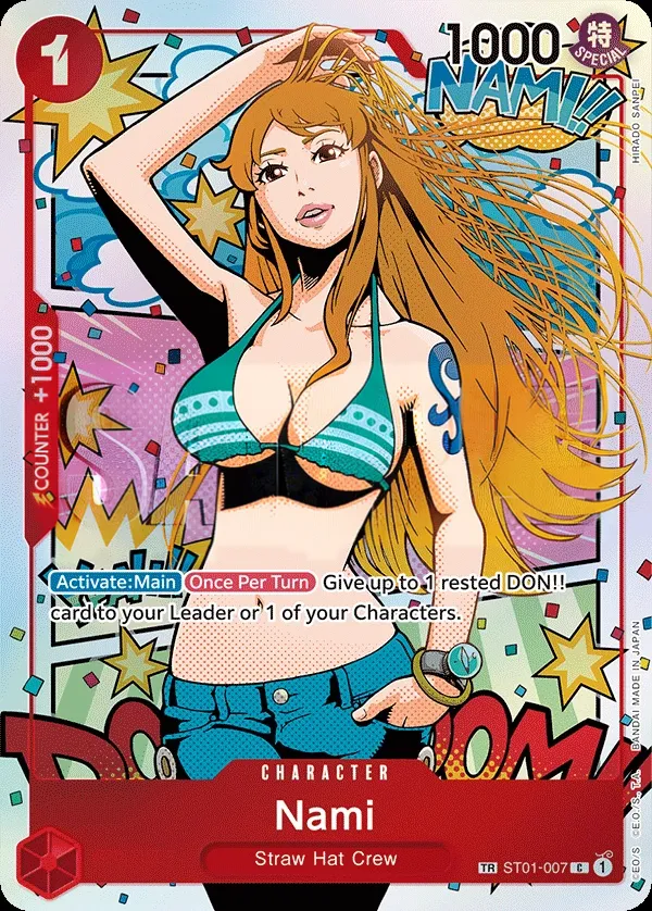 Straw Hat Crew 영어판 Nami ST01-007 · 패럴렐 3 카드 앞면