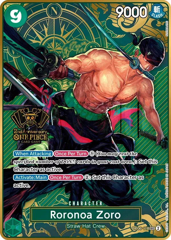 Wings of the Captain 英語版 Roronoa Zoro OP06-118 · パラレル 4 カード表面