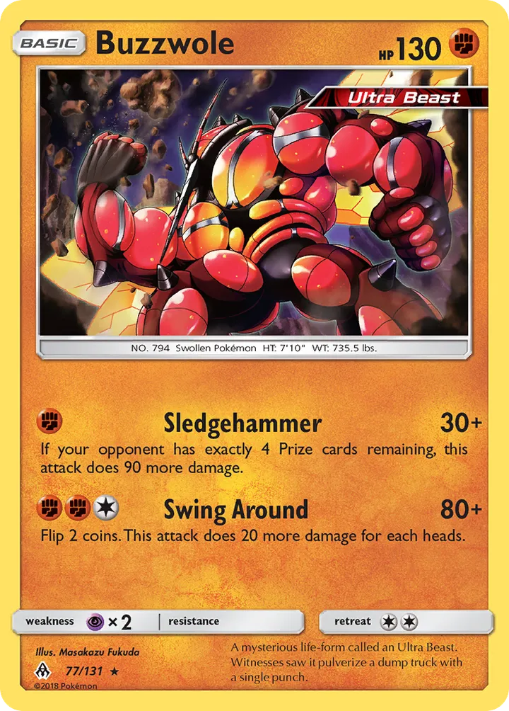Sun & Moon—Forbidden Light 영어판 Buzzwole 77 카드 앞면