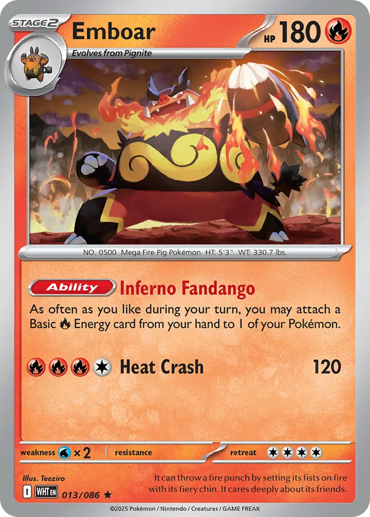 Scarlet & Violet—White Flare 英語版 Emboar 13 カード表面
