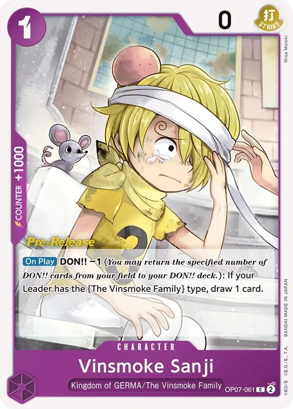 500 Years in the Future 英語版 Vinsmoke Sanji OP07-061 · プレリリース カード表面