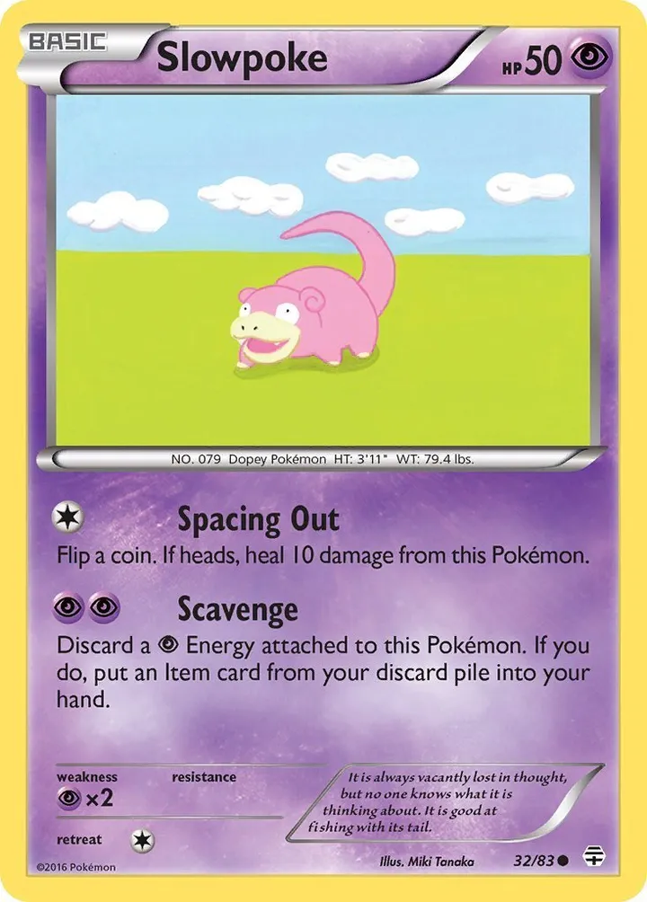 Generations 영어판 Slowpoke 32 카드 앞면