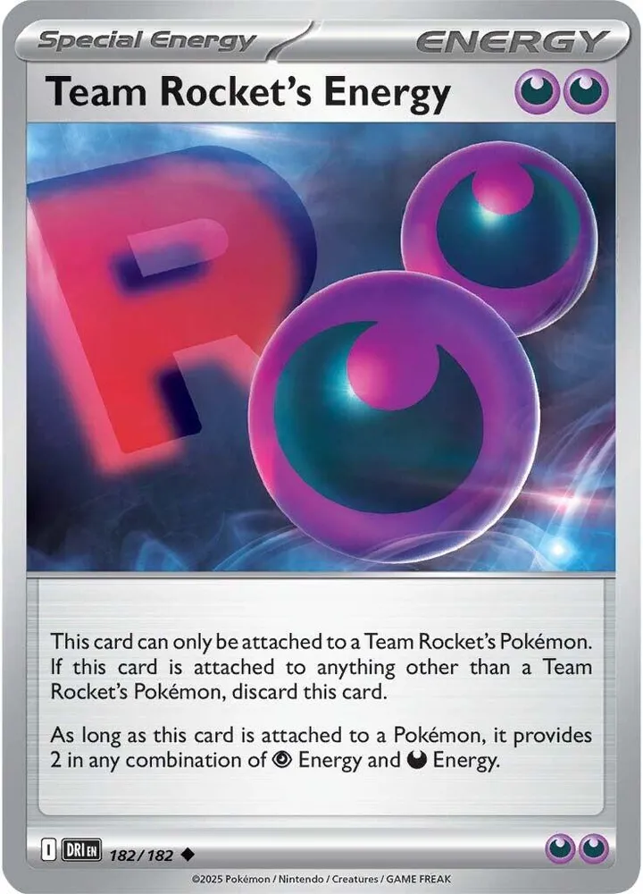 Scarlet & Violet—Destined Rivals 영어판 Team Rocket's Energy 182 카드 앞면