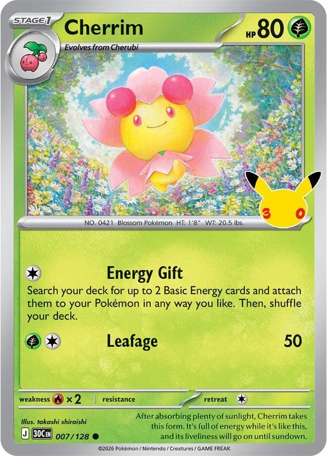 Pokémon TCG: 30th Celebration 英語版 Cherrim 7 カード表面