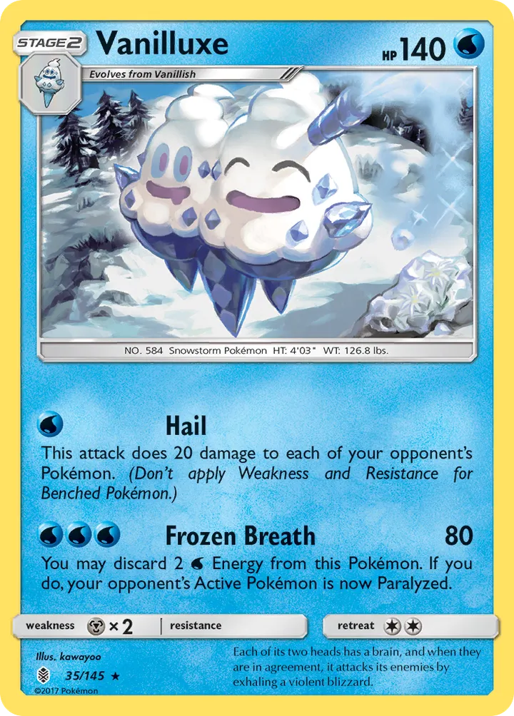 Sun & Moon—Guardians Rising 영어판 Vanilluxe 35 카드 앞면