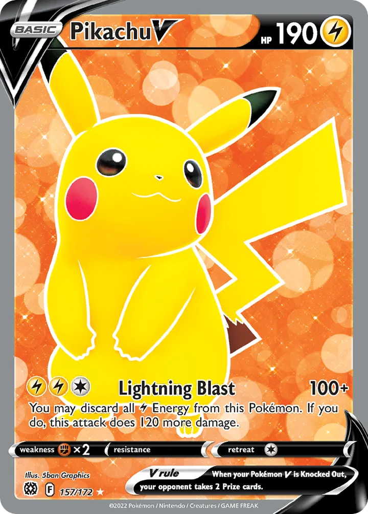 Sword & Shield—Brilliant Stars 영어판 Pikachu V 157 카드 앞면
