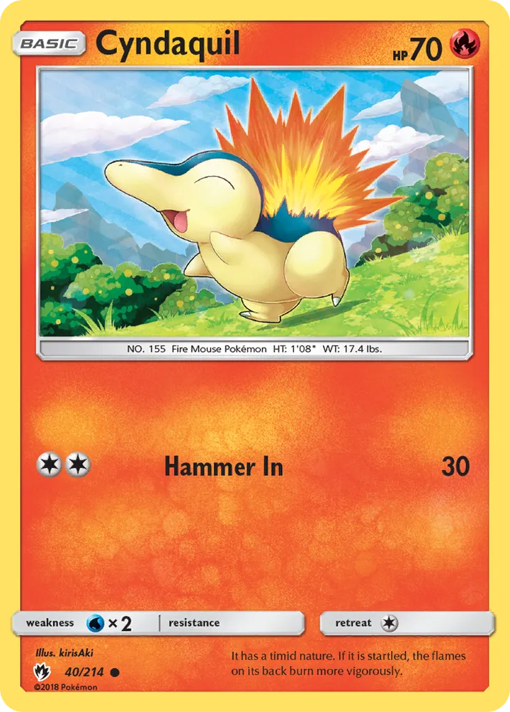 Sun & Moon—Lost Thunder 英語版 Cyndaquil 40 カード表面