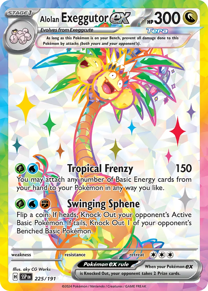 Scarlet & Violet—Surging Sparks 영어판 Alolan Exeggutor ex 225 카드 앞면