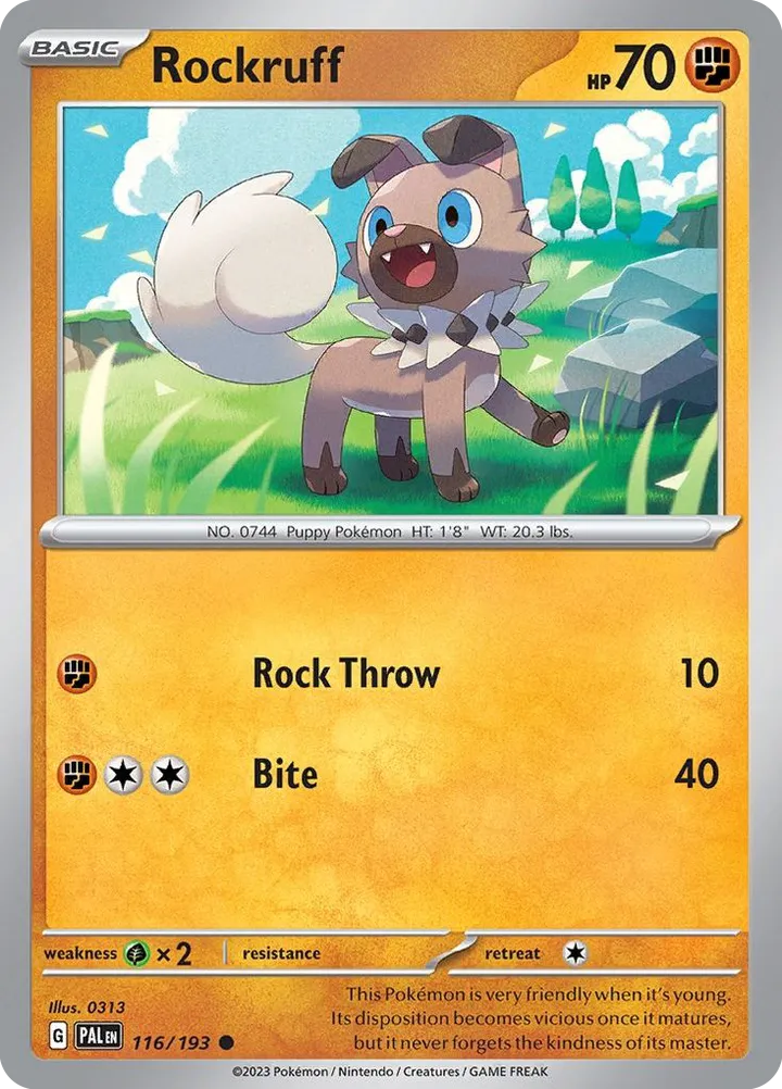 Scarlet & Violet—Paldea Evolved 영어판 Rockruff 116 카드 앞면