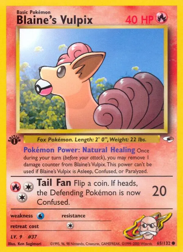 Gym Heroes 영어판 Blaine's Vulpix 65 카드 앞면