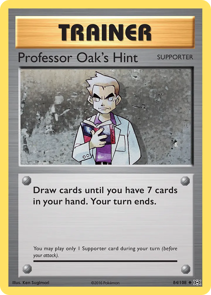 Front of Professor Oak's Hint 84, XY—Evolutions English