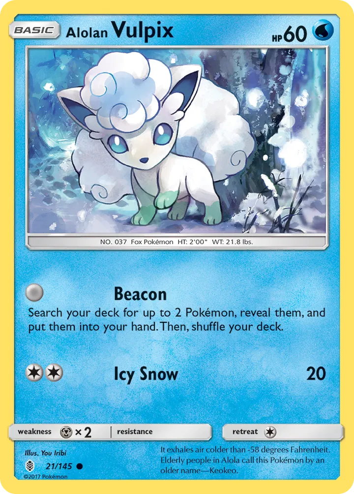 Sun & Moon—Guardians Rising 영어판 Alolan Vulpix 21 카드 앞면