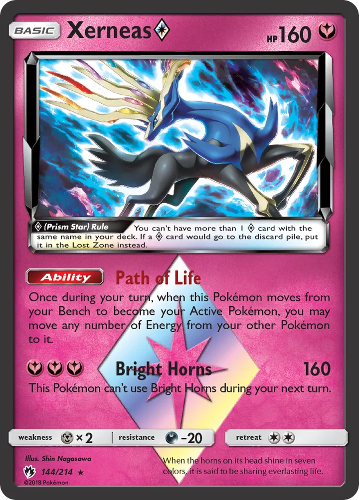 Sun & Moon—Lost Thunder 英語版 Xerneas ◇ 144 カード表面