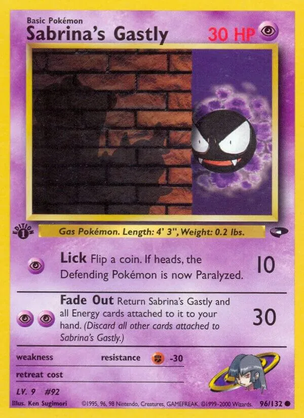 Gym Challenge 英語版 Sabrina's Gastly 96 カード表面