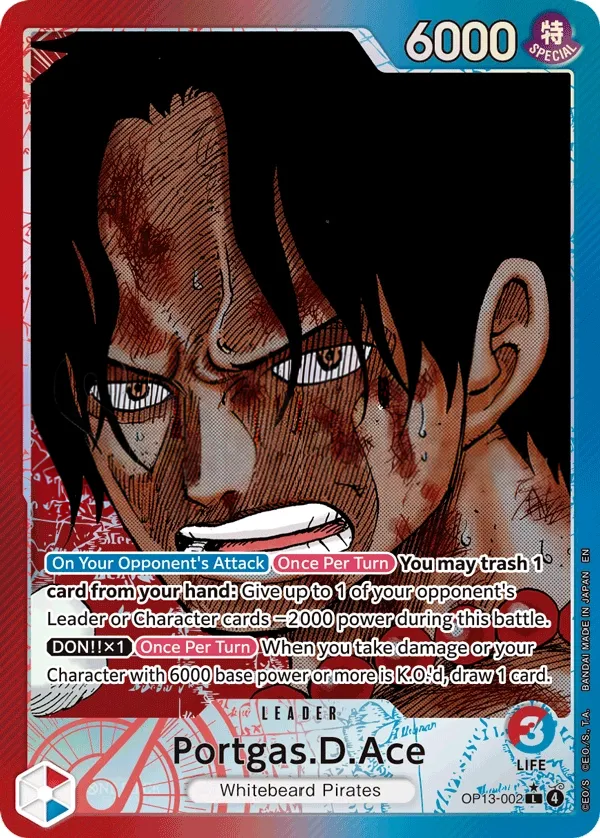 Carrying on His Will 영어판 Portgas.D.Ace OP13-002 · 패럴렐 카드 앞면