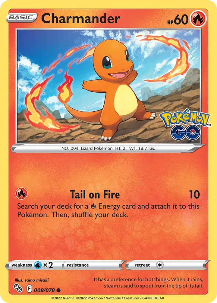 Pokémon TCG: Pokémon GO 英語版 Charmander 8 カード表面