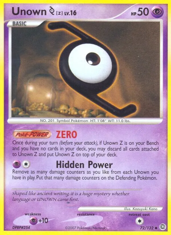 Diamond & Pearl—Secret Wonders 英語版 Unown [Z] 72 カード表面