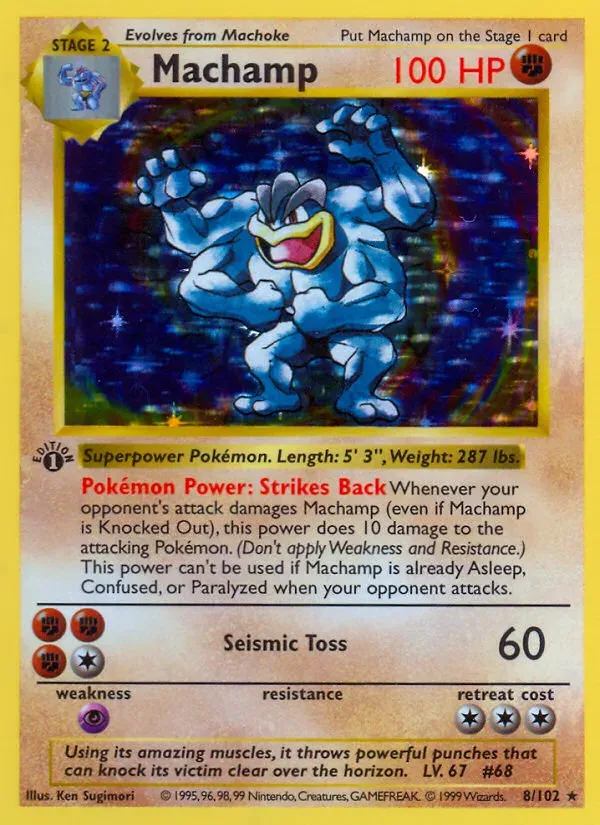 Base Set 영어판 Machamp 8 카드 앞면