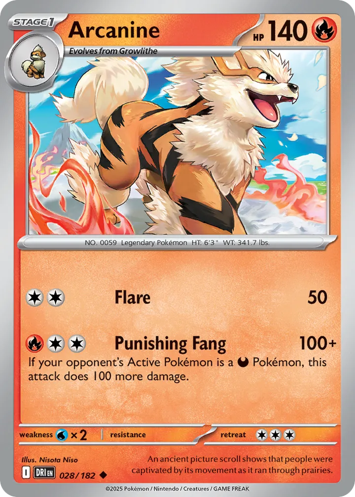 Scarlet & Violet—Destined Rivals 영어판 Arcanine 28 카드 앞면