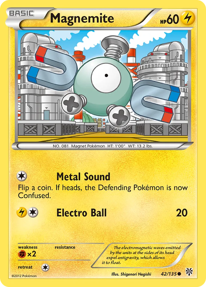 Black & White—Plasma Storm 영어판 Magnemite 42 카드 앞면