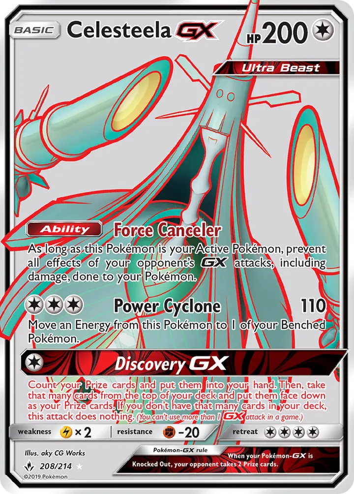 Sun & Moon—Unbroken Bonds 英語版 Celesteela-GX 208 カード表面