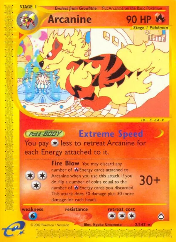 Aquapolis 영어판 Arcanine 2 카드 앞면