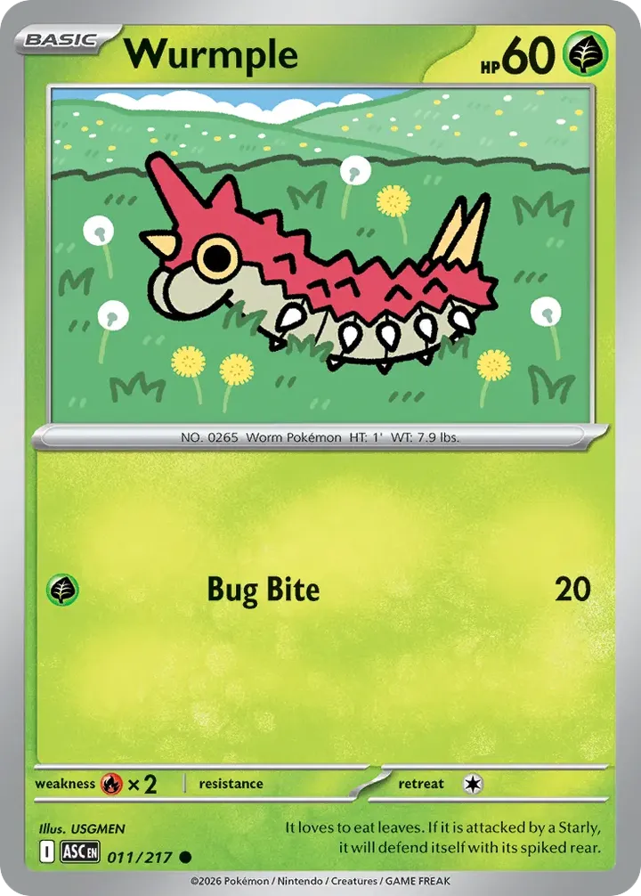 Mega Evolution—Ascended Heroes 영어판 Wurmple 11 카드 앞면