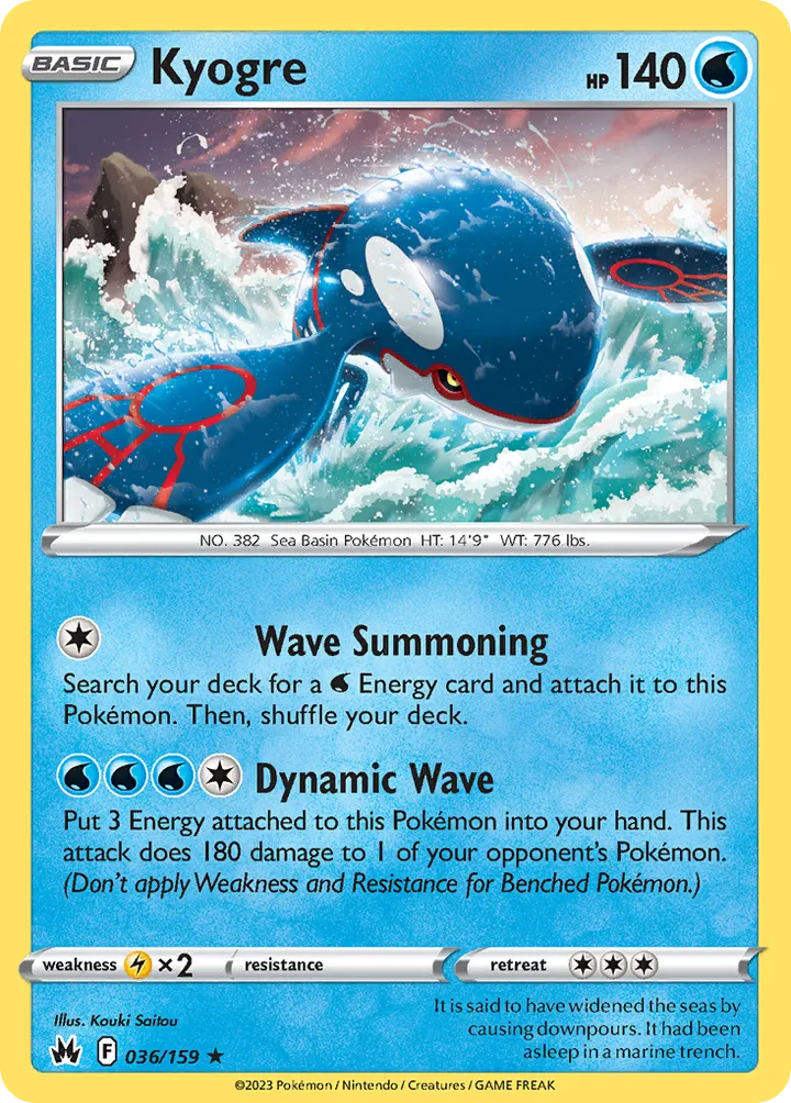 Crown Zenith 英語版 Kyogre 36 カード表面