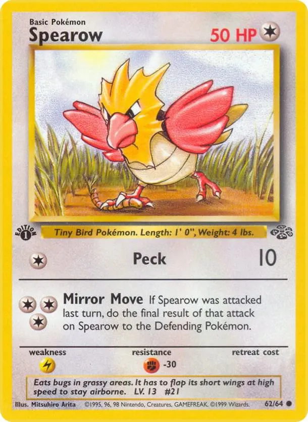 Jungle 英語版 Spearow 62 カード表面