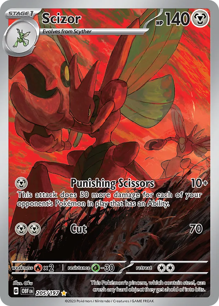 Scarlet & Violet—Obsidian Flames 영어판 Scizor 205 카드 앞면