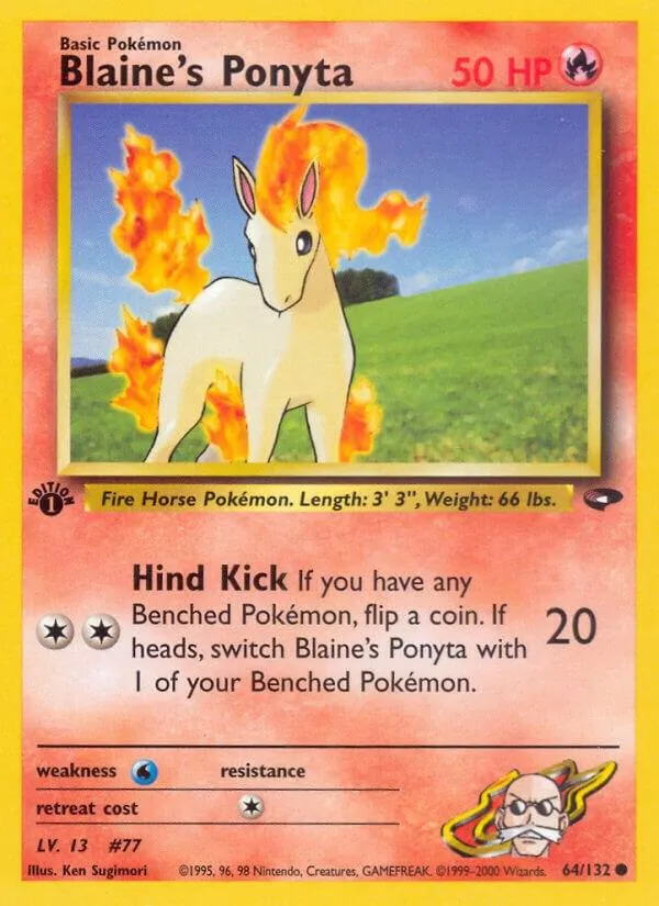 Gym Challenge 英語版 Blaine's Ponyta 64 カード表面
