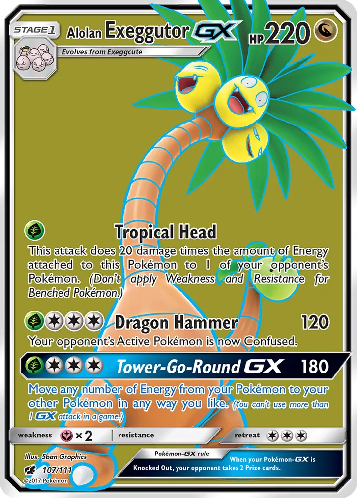 Sun & Moon—Crimson Invasion 영어판 Alolan Exeggutor-GX 107 카드 앞면