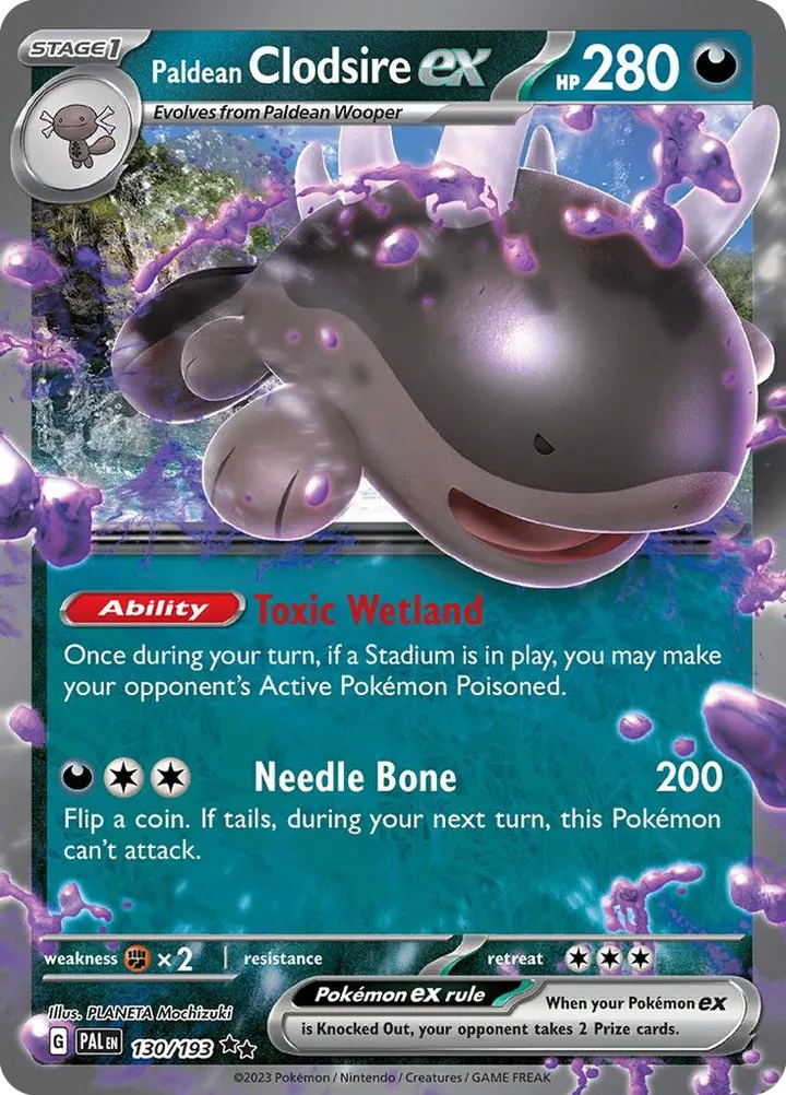 Front of Paldean Clodsire ex 130, Scarlet & Violet—Paldea Evolved English