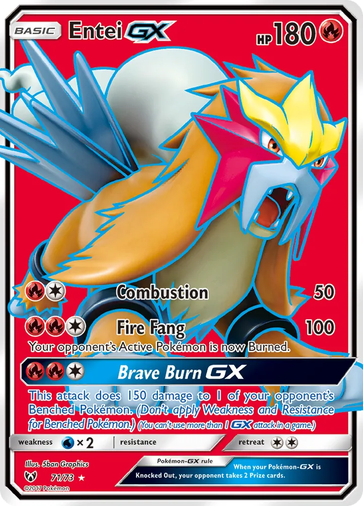 Shining Legends 영어판 Entei-GX 71 카드 앞면