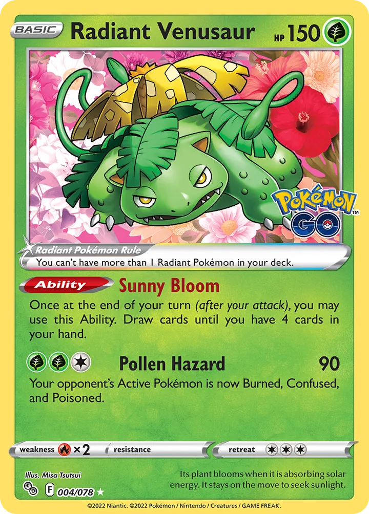 Pokémon TCG: Pokémon GO 영어판 Radiant Venusaur 4 카드 앞면